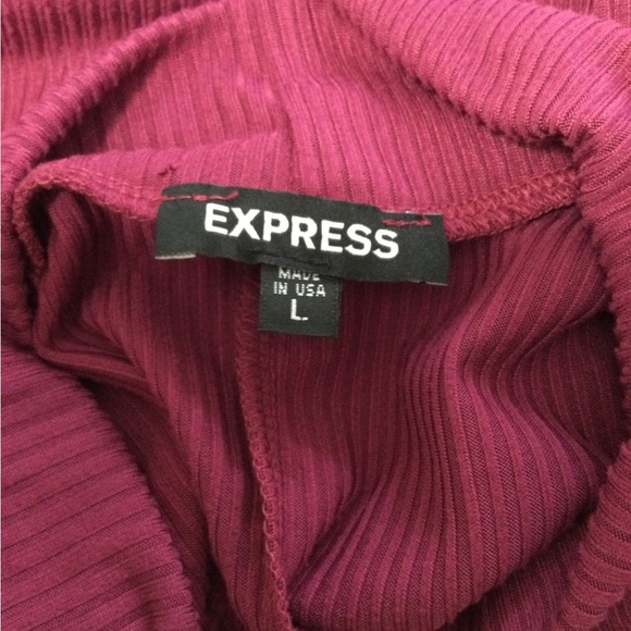 Express Ribbed Mock Neck Short Sleeve Tee Magenta Size L - Picture 8 of 10